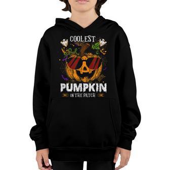 Coolest Pumpkin In The Patch Vintage Pumpkin Halloween Boys Youth Hoodie - Thegiftio UK
