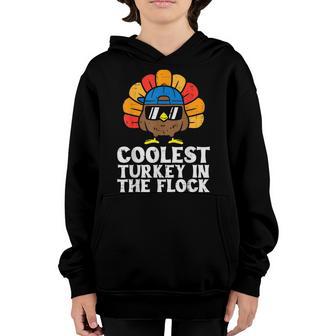 Coolest Turkey In The Flock Thanksgiving Boys Kids Toddler Youth Hoodie - Thegiftio UK