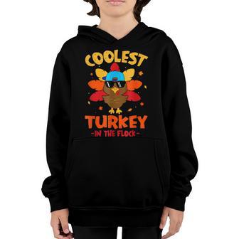 Coolest Turkey In The Flock Thanksgiving Boys Kids Toddlers Youth Hoodie - Thegiftio UK
