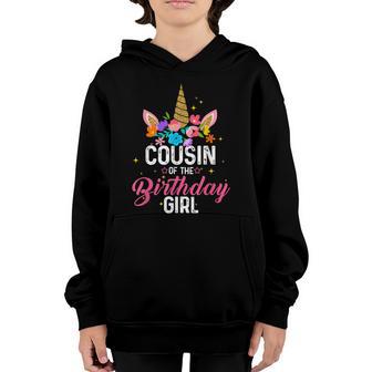 Cousin Of The Birthday Girl Funny Unicorn Birthday Graphic Design Printed Casual Daily Basic Youth Hoodie - Thegiftio UK
