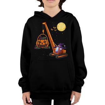Crane Truck Pumpkin Toddler Baby Boys Halloween Construction Youth Hoodie - Thegiftio UK