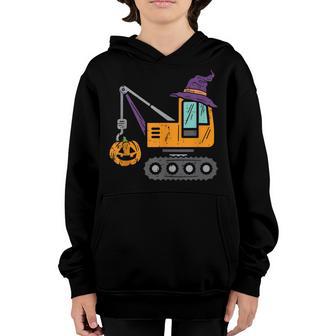 Crane Truck Pumpkin Toddler Baby Boys Halloween Kids Youth Hoodie - Thegiftio UK