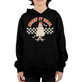 Creep It Real Ghost Boy Vintage Retro Halloween Fall Season Youth Hoodie - Thegiftio UK