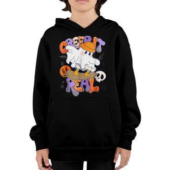 Creep It Real Ghost Boy Vintage Retro Halloween Fall Season Youth Hoodie - Thegiftio UK