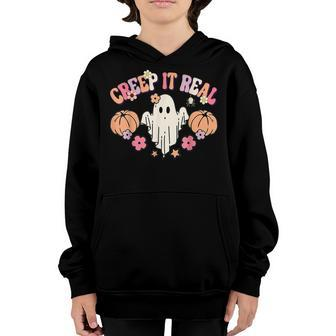 Creep It Real Ghost Kids Boys Girls Halloween Costume Youth Hoodie - Thegiftio UK