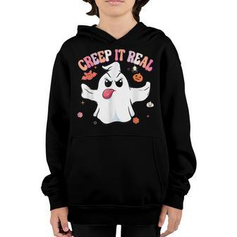 Creep It Real Ghost Kids Boys Girls Halloween Costume Youth Hoodie - Thegiftio UK