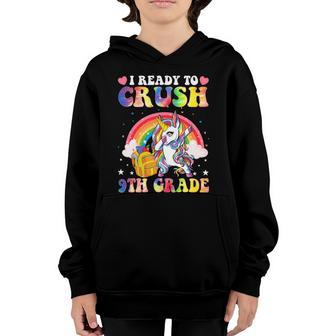Crush 9Th Grade Dabbing Unicorn Back To School Girls Meaningful Gift Graphic Design Printed Casual Daily Basic Youth Hoodie - Thegiftio UK
