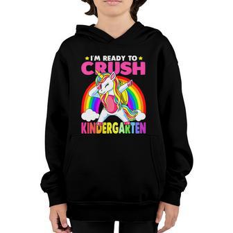 Crush Kindergarten Dabbing Unicorn Back To School Girls Gift Graphic Design Printed Casual Daily Basic Youth Hoodie - Thegiftio UK