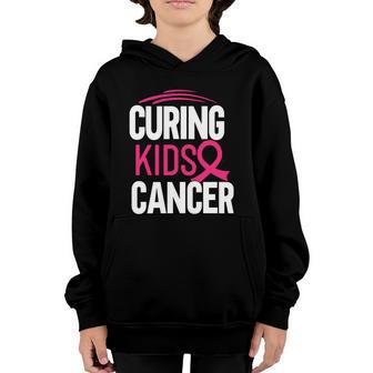 Curing Kids Cancer Pink Ribbon Breast Cancer Graphic Design Printed Casual Daily Basic V2 Youth Hoodie - Thegiftio UK