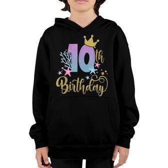 Cute 10Th Birthday Mermaid Funny Birthday Party Girls Kids Youth Hoodie - Thegiftio UK