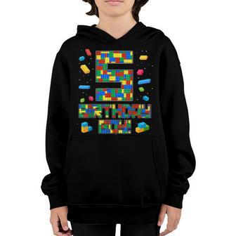 Cute 5Th Birthday Gift 5 Years Old Block Building Boys Kids Youth Hoodie - Thegiftio UK