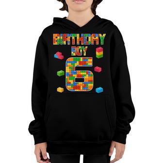 Cute 6Th Birthday Gift 6 Years Old Block Building Boys Kids V2 Youth Hoodie - Thegiftio UK