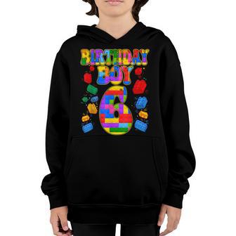 Cute 6Th Birthday Gift 6 Years Old Block Building Boys Kids Youth Hoodie - Thegiftio UK
