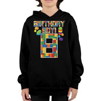 Cute 8Th Birthday Gift 8 Years Old Block Building Boys Kids Youth Hoodie - Thegiftio UK
