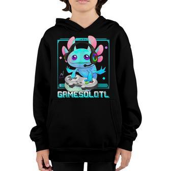 Cute Axolotl Lover Gamesalotl Gaming Axolotl Kids Toddler V2 Youth Hoodie - Thegiftio UK