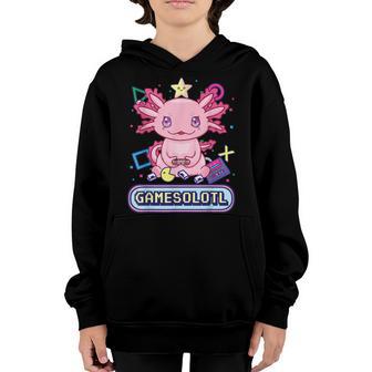 Cute Axolotl Video Gamer Kawaii Anime Gaming Gift Kids Boys Youth Hoodie - Thegiftio UK