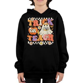 Cute Boo Ghost Teacher Halloween Funny School Trick Or Teach Youth Hoodie - Thegiftio UK