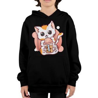 Cute Cat Boba Tea Bubble Tea Anime Kawaii Women Girls V2 Youth Hoodie - Thegiftio UK
