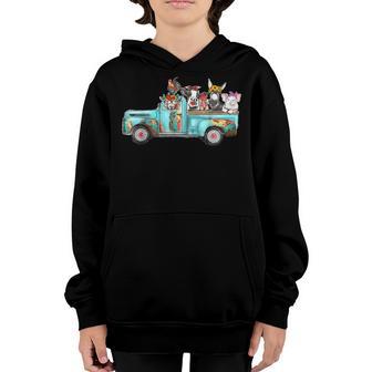 Cute Farm Animal Truck For Animal Lovers Kids Boys Girls Youth Hoodie - Thegiftio UK