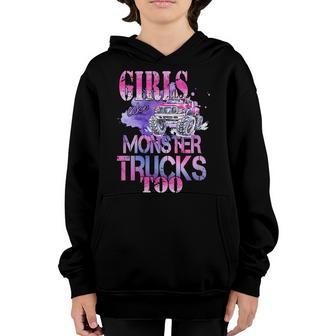 Cute Girls Like Monster Trucks Too Awesome Graphic Design Printed Casual Daily Basic Youth Hoodie - Thegiftio UK