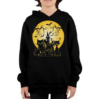Cute Halloween Black Cat Witch Hat Pumpkin For Kids Girls V4 Youth Hoodie - Thegiftio UK