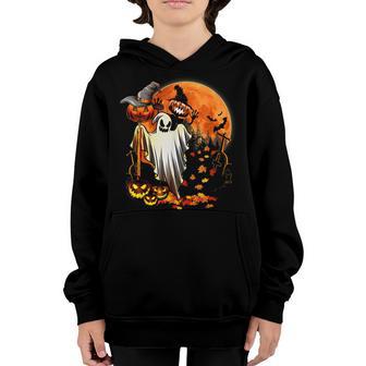 Cute Halloween Pumpkin Ghost Autumn Leaves Graphic Art Kids Youth Hoodie - Thegiftio UK