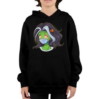 Cute Halloween Quarantined Frankenstein Monster Girl Graphic Design Printed Casual Daily Basic Youth Hoodie - Thegiftio UK