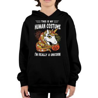 Cute Kids Candy Unicorn Halloween Top Im Really A Unicorn Youth Hoodie - Thegiftio UK