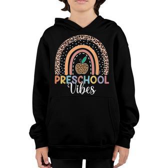 Cute Preschool Vibes Back To School Rainbow Leopard Print Youth Hoodie - Thegiftio UK
