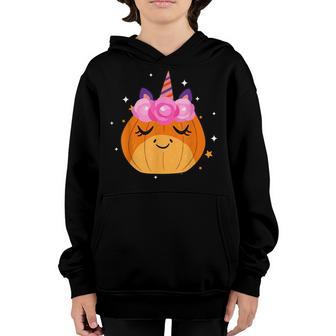 Cute Pumpkin Unicorn Face Costume Easy Halloween Gifts Girls V3 Youth Hoodie - Thegiftio UK