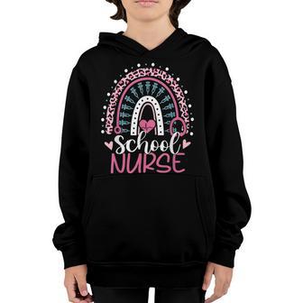 Cute Rainbow Leopard Print School Nurse 100Th Day Of School V2 Youth Hoodie - Thegiftio UK