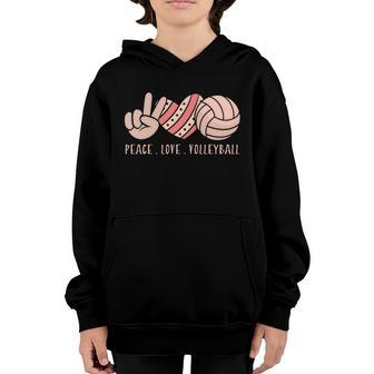 Cute Teens Volley Girls Player Peace Love Volleyball Coach Cute Gift Graphic Design Printed Casual Daily Basic Youth Hoodie - Thegiftio UK