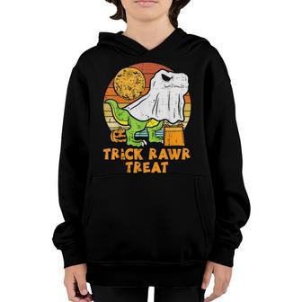 Cute Trick Rawr Treat Ghost Dino Trex Toddler Boys Halloween Youth Hoodie - Thegiftio UK
