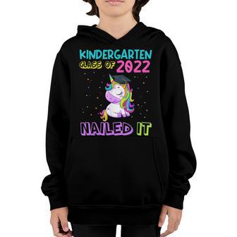 Cute Unicorn Graduation Kindergarten Class Of 2022 Nailed It Youth Hoodie - Thegiftio UK