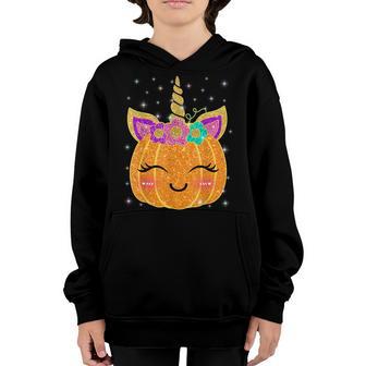 Cute Unicorn Pumpkin Girls Kids Funny Halloween Costume Youth Hoodie - Thegiftio UK