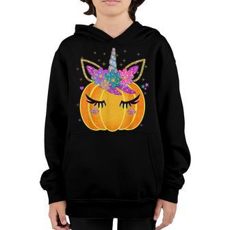 Cute Unicorn Pumpkin Halloween Thanksgiving Girl Kid Women Youth Hoodie - Thegiftio UK