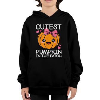 Cutest Pumpkin In The Patch Halloween Kawaii Girls Kids Graphic Design Printed Casual Daily Basic Youth Hoodie - Thegiftio UK