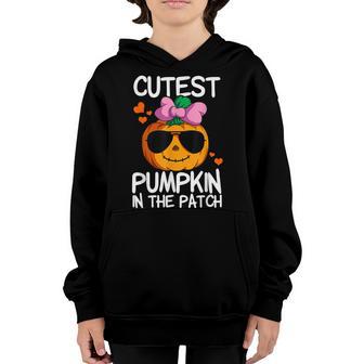 Cutest Pumpkin In The Patch Kids Girls Halloween Pumpkin Youth Hoodie - Thegiftio UK