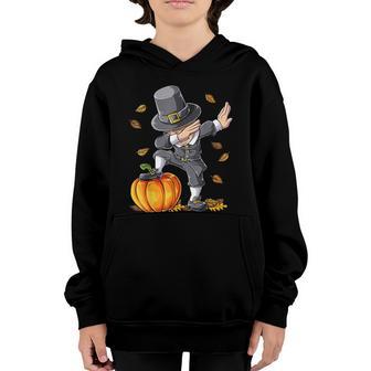 Dabbing Pilgrim Boy Thanksgiving Pumpkin Day Gifts Graphic Design Printed Casual Daily Basic Youth Hoodie - Thegiftio UK