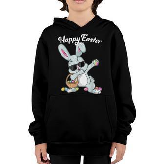 Dabbing Rabbit Happy Easter Day Eggs Dab Boys Girls Kids Youth Hoodie - Thegiftio UK