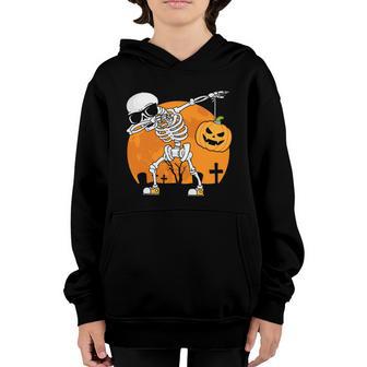 Dabbing Skeleton Funny Halloween Dab Costume Boys Girls Kids Graphic Design Printed Casual Daily Basic Youth Hoodie - Thegiftio UK
