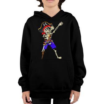 Dabbing Skeleton Pirate Halloween Kids Jolly Roger Youth Hoodie - Thegiftio UK