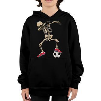Dabbing Skeleton Soccer Halloween Costumes Boys Kids Men V2 Youth Hoodie - Thegiftio UK