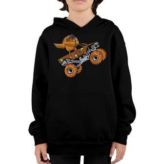 Dabbing Turkey Riding Monster Truck Thanksgiving Boys Kids Youth Hoodie - Thegiftio UK