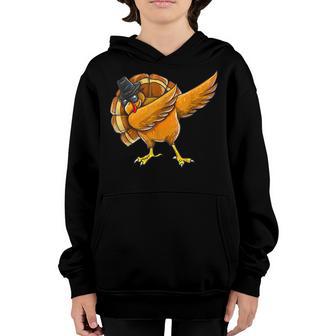 Dabbing Turkey Thanksgiving Day Pilgrim Boys Girls Funny Dab V2 Youth Hoodie - Thegiftio UK