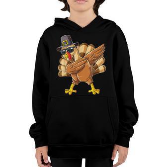 Dabbing Turkey Thanksgiving Day Pilgrim Boys Girls Funny Dab Youth Hoodie - Thegiftio UK
