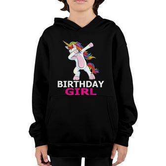 Dabbing Unicorn Birthday Girl Party Graphic Design Printed Casual Daily Basic Youth Hoodie - Thegiftio UK