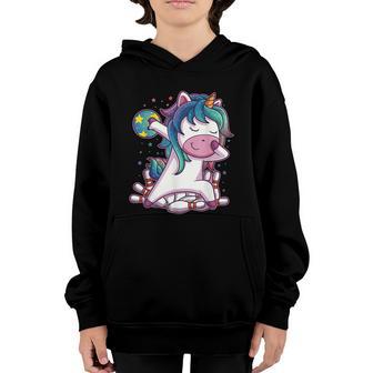 Dabbing Unicorn Bowling Birthday Party For Girls Graphic Design Printed Casual Daily Basic Youth Hoodie - Thegiftio UK