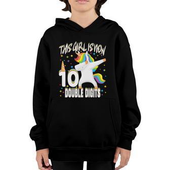 Dabbing Unicorn Gift This Girl Is Now 10 Double Digits Gift Graphic Design Printed Casual Daily Basic Youth Hoodie - Thegiftio UK