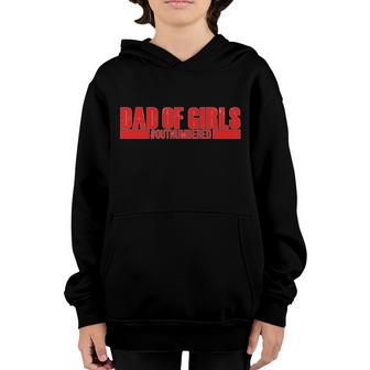 Dad Of Girls Out Numbered Red Imprint Graphic Design Printed Casual Daily Basic Youth Hoodie - Thegiftio UK